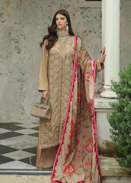 RajBari Embroidered Karandi Suits Unstitched 3 Piece RB22K 6B - Premium Collection