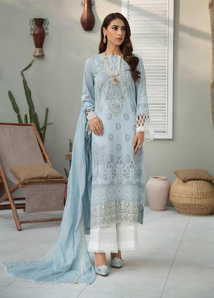 RajBari Embroidered Lawn Suits Unstitched 3 Piece RB21SS 2A - Spring / Summer Collection