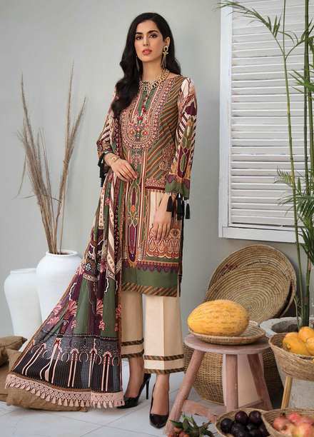 RajBari Embroidered Lawn Suits Unstitched 3 Piece RB21SS 3B - Spring / Summer Collection