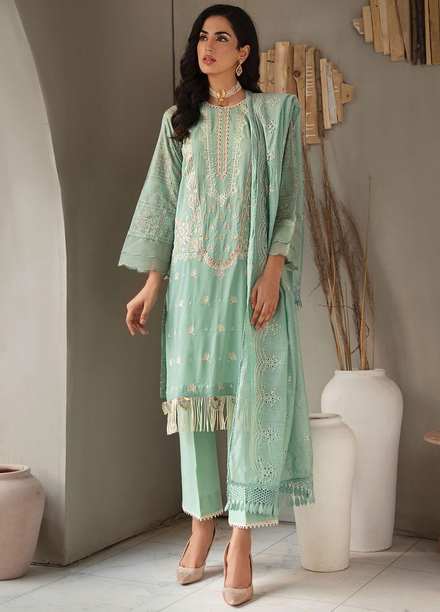 RajBari Embroidered Lawn Suits Unstitched 3 Piece RB21SS 4A - Spring / Summer Collection