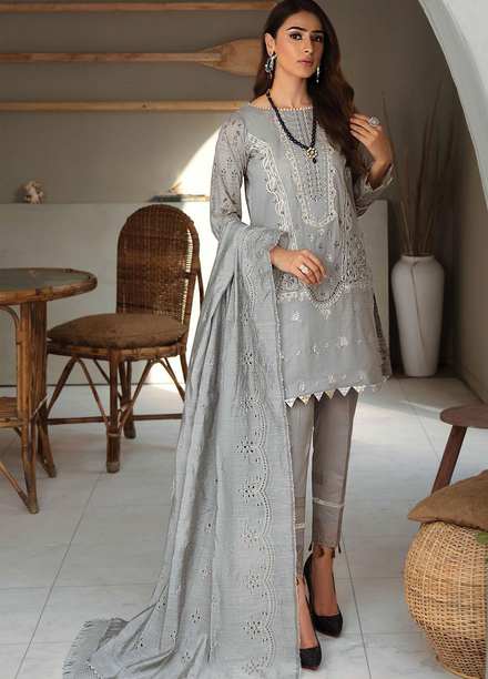 RajBari Embroidered Lawn Suits Unstitched 3 Piece RB21SS 4B - Spring / Summer Collection