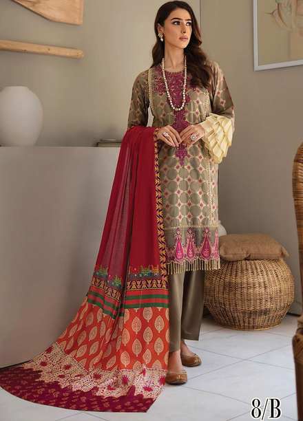 RajBari Embroidered Lawn Suits Unstitched 3 Piece RB21SS 8B - Spring / Summer Collection