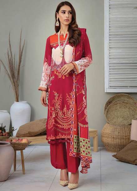 RajBari Embroidered Lawn Suits Unstitched 3 Piece RB21SS 9B - Spring / Summer Collection