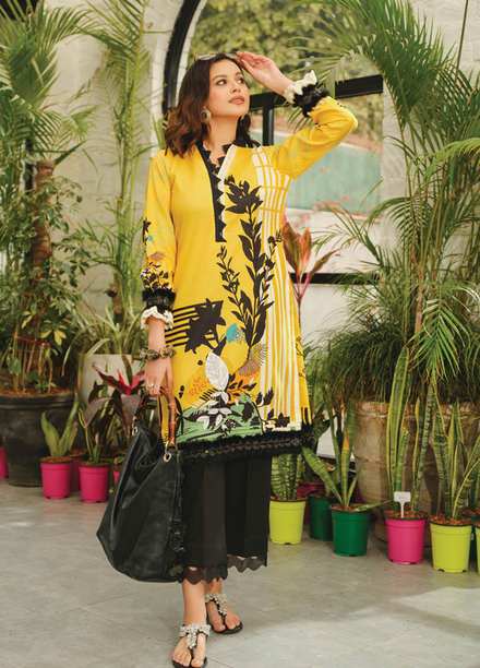 Rang Rasiya Printed Lawn  Unstitched Kurti RR23T 01 Mellow - Summer Collection