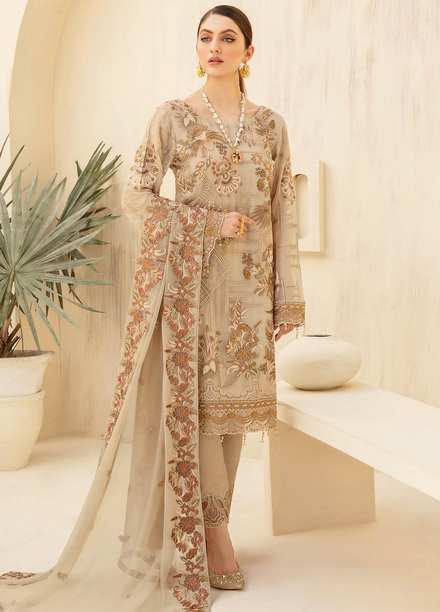 Rangoon by Ramsha Embroidered Chiffon Suits Unstitched 3 Piece RSH21RC D-704 - Luxury Collection