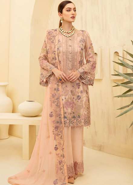 Rangoon by Ramsha Embroidered Chiffon Suits Unstitched 3 Piece RSH21RC D-711 - Luxury Collection