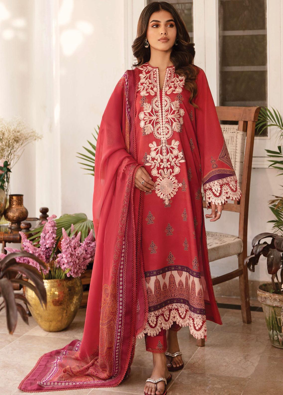 Afrozeh Embroidered Lawn Suits Unstitched 3 Piece AF25UL25 D-03 Elva - Luxury Collection