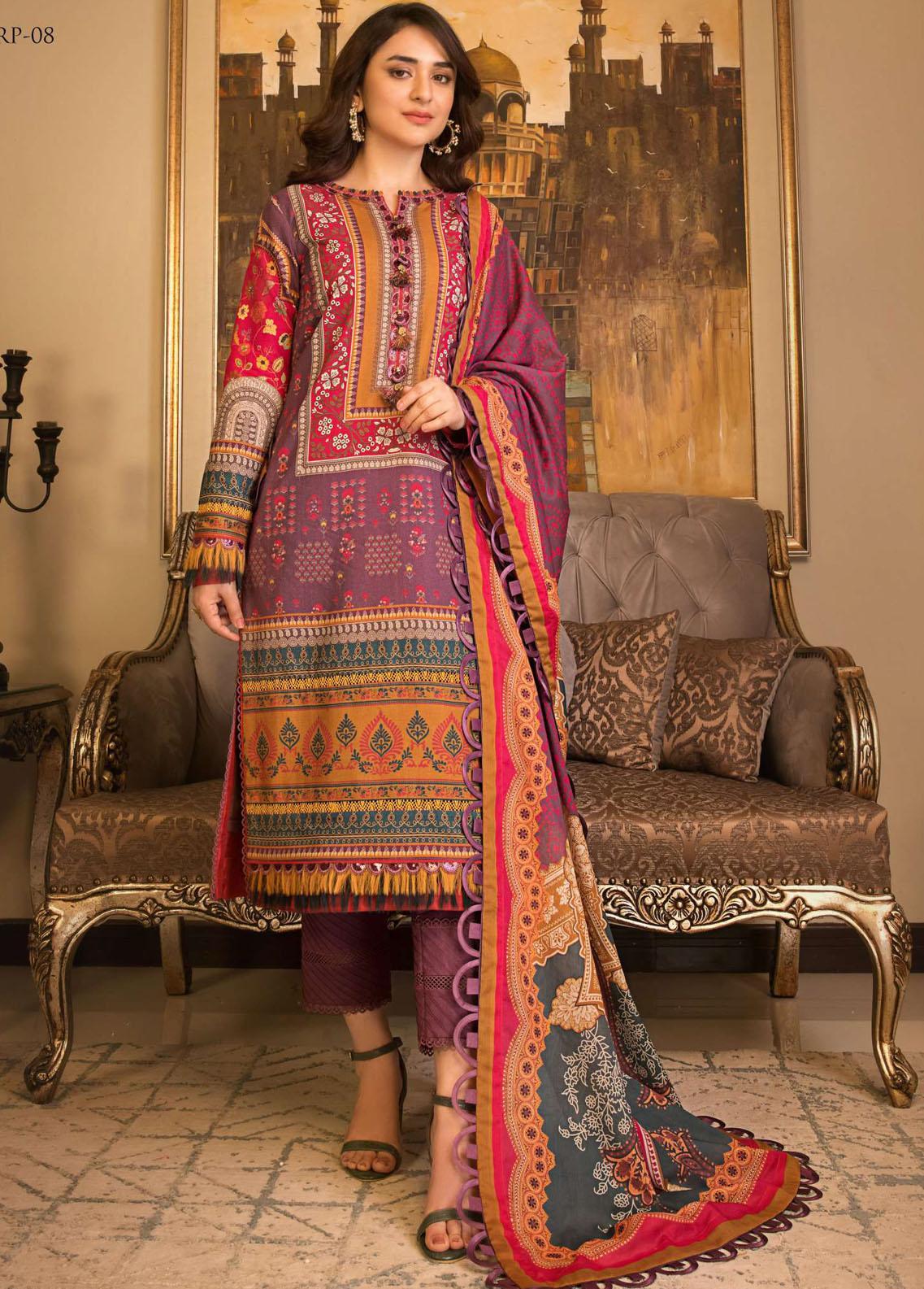 Rabt By Asim Jofa Embroidered Lawn Suits Unstitched 3 Piece AJ21RL 15 - Luxury Collection