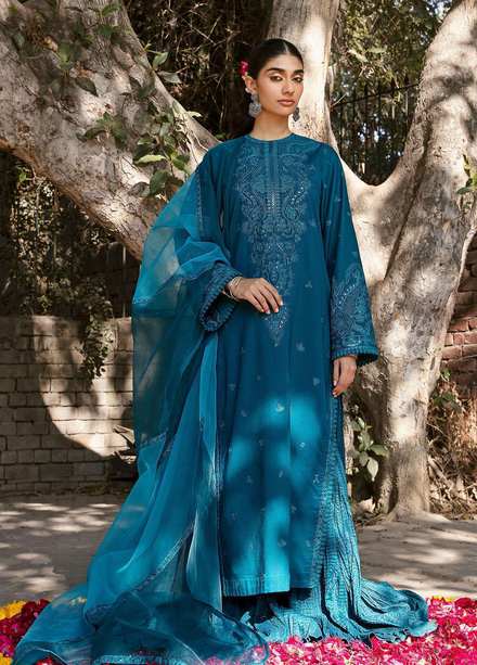 Raqs By Ayzel Embroidered Lawn Suits Unstitched 3 Piece AAF23R 007 Saraab - Festive Collection