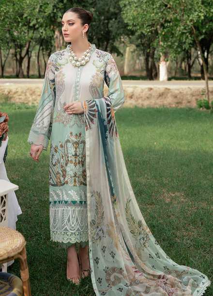 Reet By Ramsha Embroidered Lawn Suits Unstitched 3 Piece RSH22-R5 R-502 - Luxury Collection