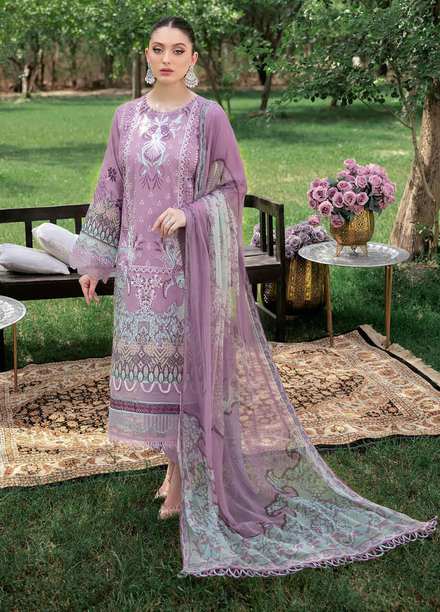 Reet By Ramsha Embroidered Lawn Suits Unstitched 3 Piece RSH22-R5 R-503 - Luxury Collection