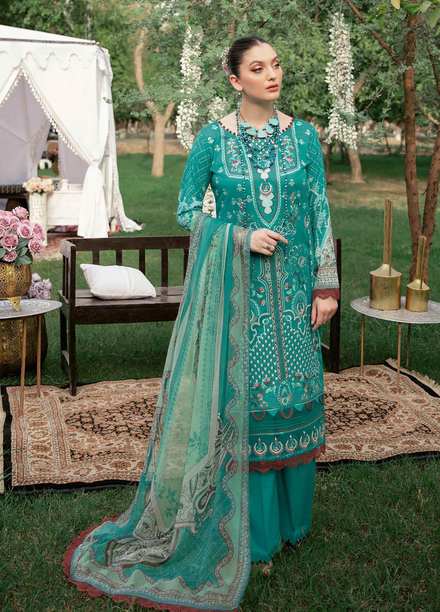 Reet By Ramsha Embroidered Lawn Suits Unstitched 3 Piece RSH22-R5 R-504 - Luxury Collection