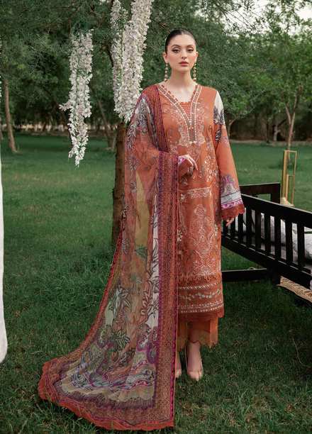 Reet By Ramsha Embroidered Lawn Suits Unstitched 3 Piece RSH22-R5 R-505 - Luxury Collection