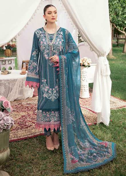 Reet By Ramsha Embroidered Lawn Suits Unstitched 3 Piece RSH22-R5 R-506 - Luxury Collection