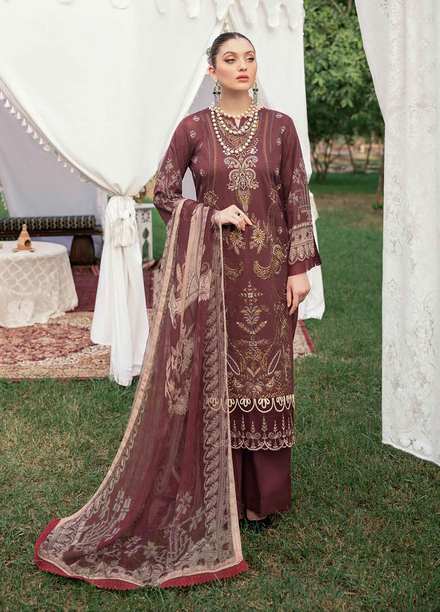 Reet By Ramsha Embroidered Lawn Suits Unstitched 3 Piece RSH22-R5 R-508 - Luxury Collection