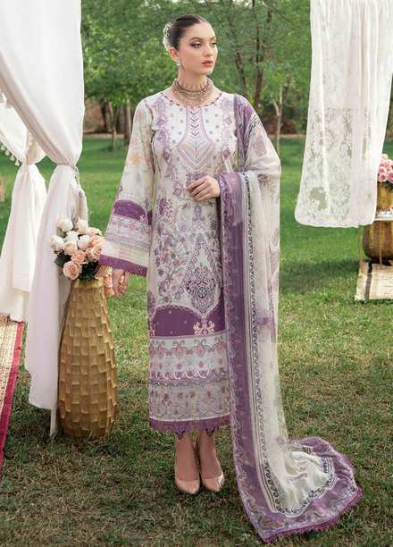 Reet By Ramsha Embroidered Lawn Suits Unstitched 3 Piece RSH22-R5 R-509 - Luxury Collection