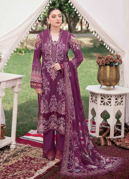 Reet By Ramsha Embroidered Lawn Suits Unstitched 3 Piece RSH22-R5 R-510 - Luxury Collection