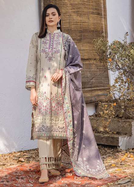 Saira Bano By Humdum Embroidered Lawn Suits Unstitched 3 Piece HD23SB D-09 - Summer Collection