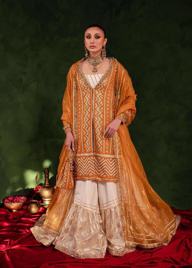 Maria Osama Khan Luxury Pret  Silk 3 Piece Dress MOK23SSF HIJR