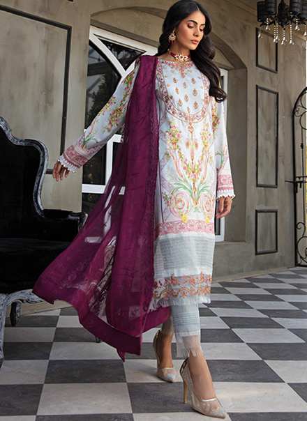 Sanaya Embroidered Lawn Suits Unstitched 3 Piece SNY21L Arona - Luxury Collection