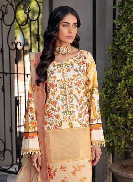 Sanaya Embroidered Lawn Suits Unstitched 3 Piece SNY21L Jana - Luxury Collection