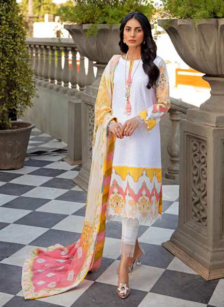 Sanaya Embroidered Lawn Suits Unstitched 3 Piece SNY21L Sawera - Luxury Collection