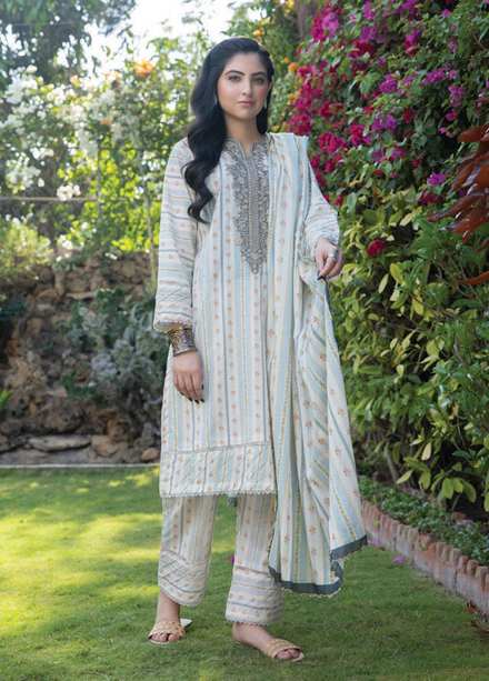 Sehr By Saphron Embroidered Lawn Suits Unstitched 3 Piece SPH23S D-7 - Summer Collection