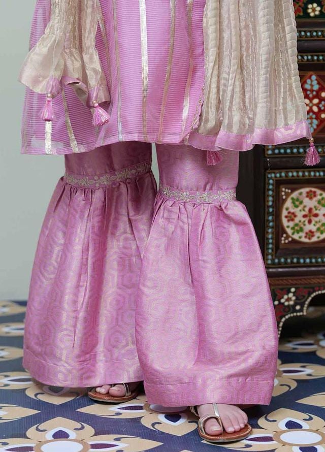 Senorita Jamawar Pret 3 Piece Suit for Kids -  KDD-02141-TPK/GLD