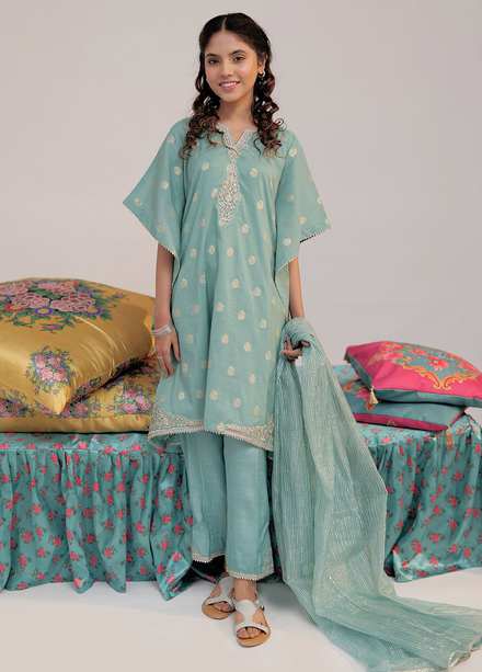 Senorita Polyester Formal 3 Piece Suit for Girls -  GDD-02417-SGN/GLD 