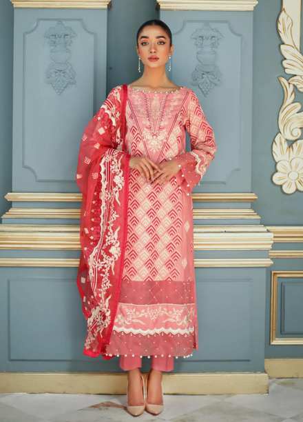 Shanyera Luxury Pret  Raw Silk 3 Piece Dress SHN21LP D-03 Pink Delicacy