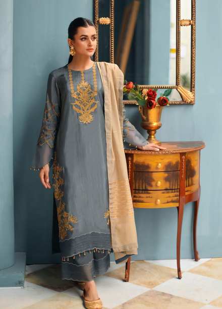 Shanyera Luxury Pret  Raw Silk 3 Piece Dress SHN21LP D-08 Dusky Charm