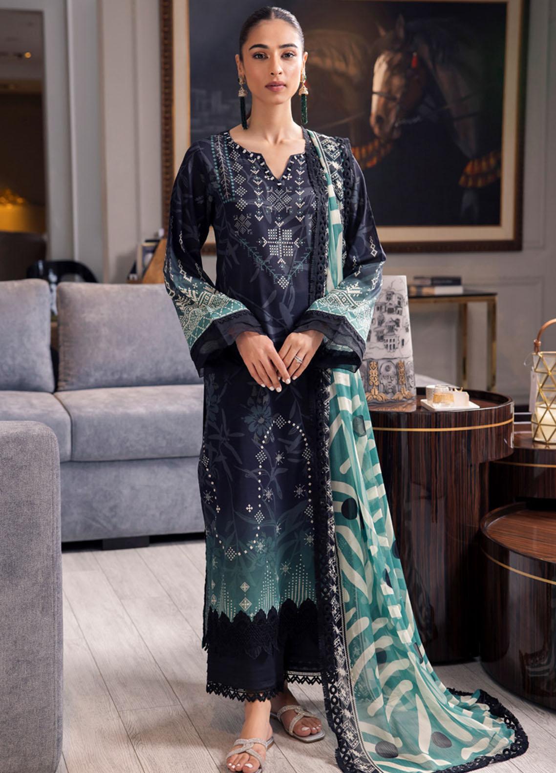 Maya by Nureh Unstitched Embroidered Luxury Lawn 3 Piece Suit NU26ULM NS-166 - Summer Collection
