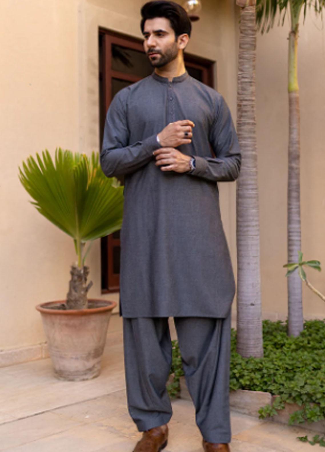 Aizaz Zafar Wash N Wear Formal Kameez Shalwar for Men -  D-685 Green