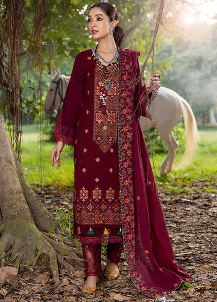 Sunshine Bloom By AL Zohaib Embroidered Jacquard Suits Unstitched 3 Piece AZ23SB D-5 - Winter Collection