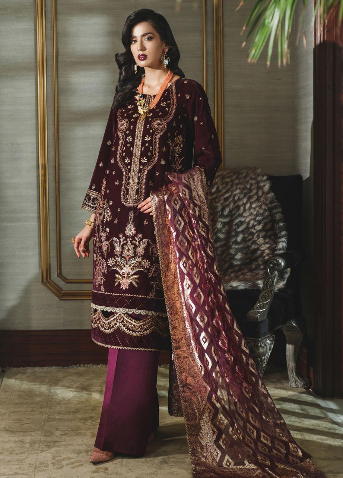 Rang Rasiya Maroon Luxury Chiffon Embroidery Collection 3pc main image 0