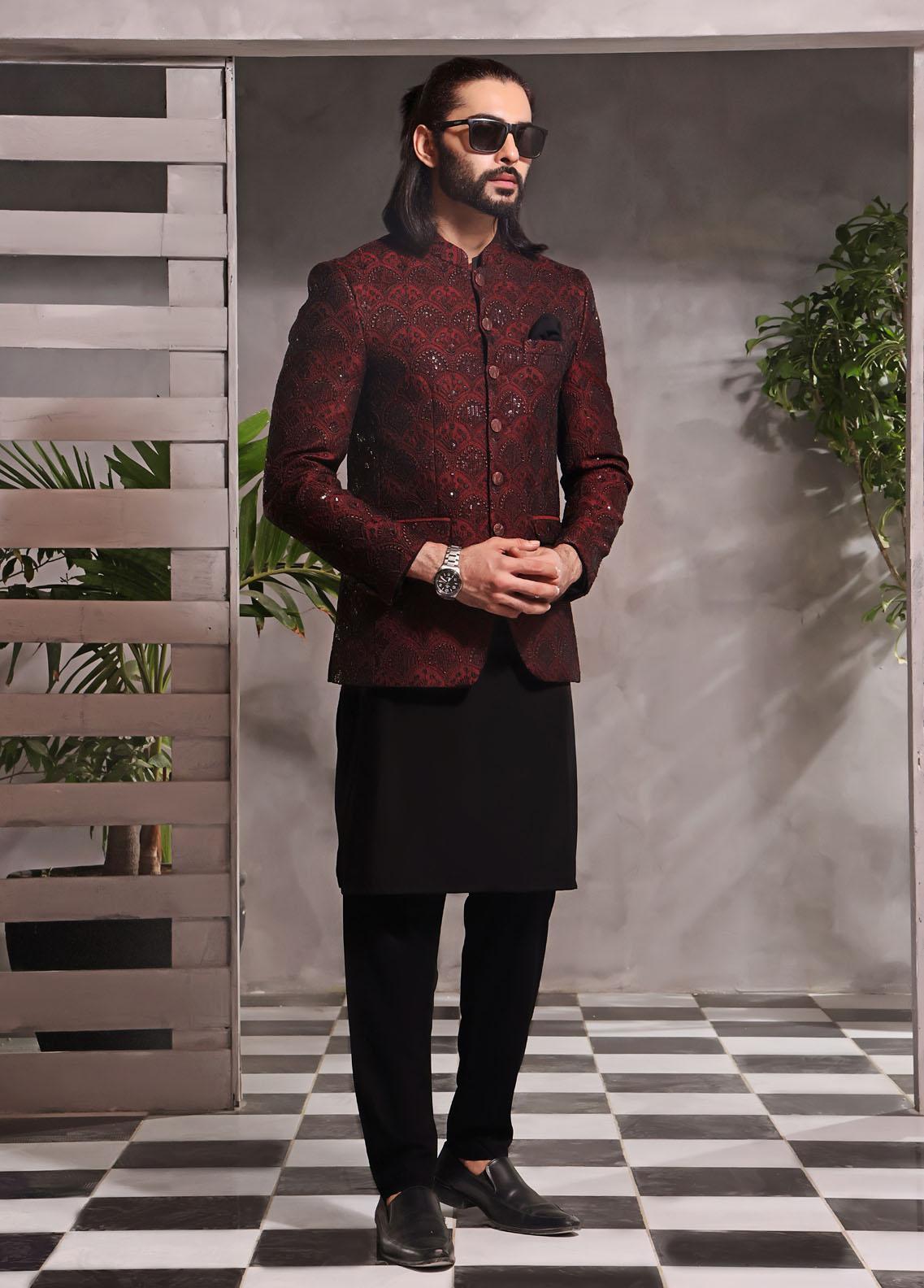 The Great Master (TGM) Jamawar Formal Men Waistcoat -  MIDNIGHT MYSTERY