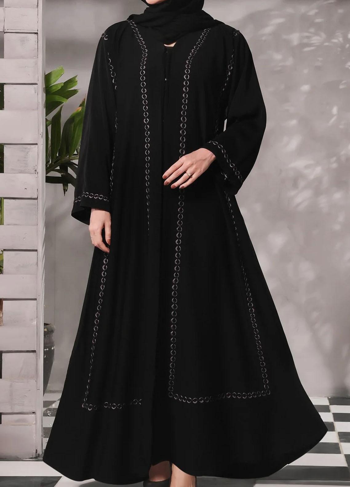 The Great Master (TGM) Front Open Nida Stitched Abaya TGM21A Black Stone main image 0