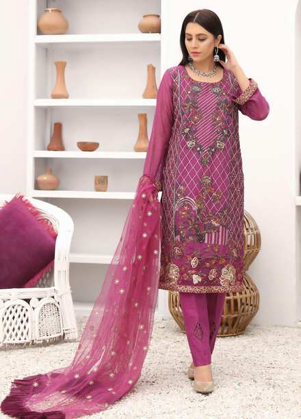 Uzman Yasen Luxury Pret  Net 4 Piece Dress REEMA JUGNI00RE112