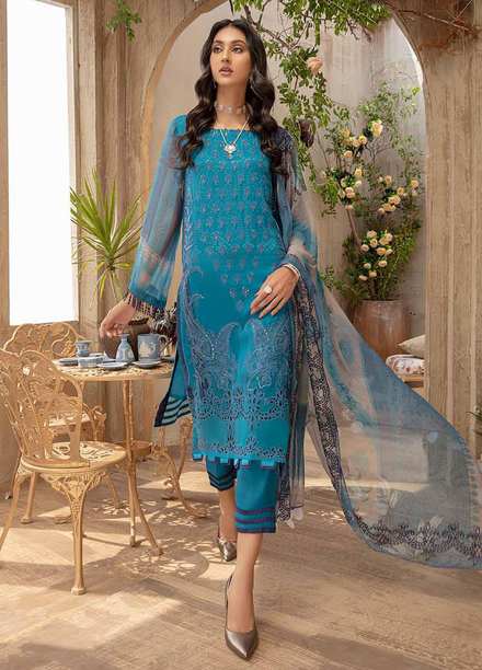 Vasl by Charizma Embroidered Chiffon Suits Unstitched 3 Piece CRZ21V-2 VSL-10 - Formals Collection