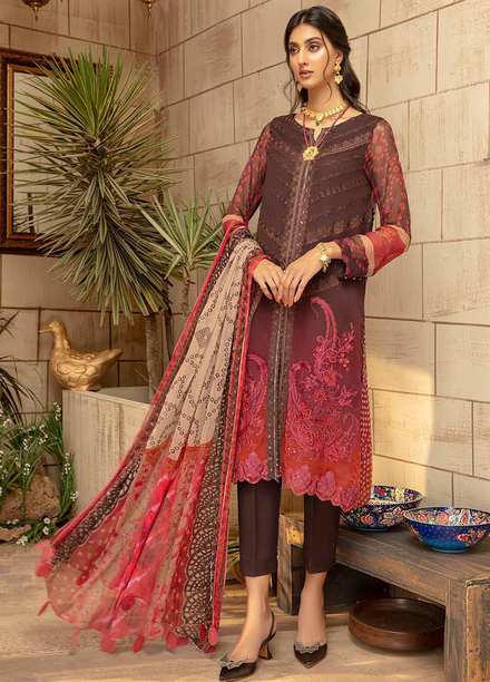 Vasl by Charizma Embroidered Chiffon Suits Unstitched 3 Piece CRZ21V-2 VSL-12 - Formals Collection