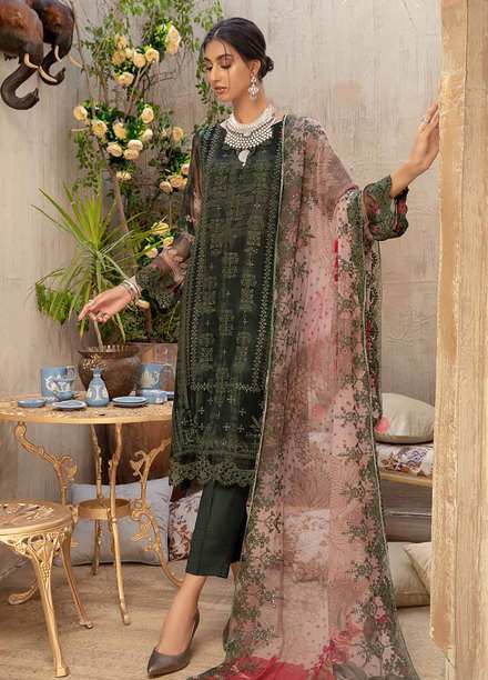 Vasl by Charizma Embroidered Chiffon Suits Unstitched 3 Piece CRZ21V-2 VSL-13 - Formals Collection