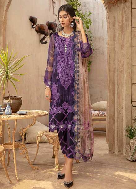 Vasl by Charizma Embroidered Chiffon Suits Unstitched 3 Piece CRZ21V-2 VSL-14 - Formals Collection