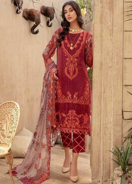 Vasl by Charizma Embroidered Chiffon Suits Unstitched 3 Piece CRZ21V-2 VSL-15 - Formals Collection