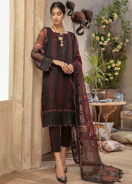 Vasl by Charizma Embroidered Chiffon Suits Unstitched 3 Piece CRZ21V-2 VSL-16 - Formals Collection