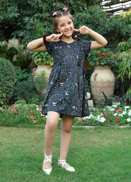 Waniya Lawn Digital Printed Frock for Girls -  DEARY KFD-02