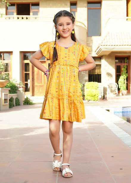 Waniya Lawn Digital Printed Girls Frock -  SUNSHINE KFD-01