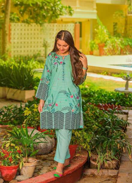 Waniya Lawn Printed 2 Piece Suit for Girls -  TEAL SUMMER WKA20-37a