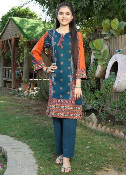 Waniya Lawn Digital Printed 2 Piece Suit for Girls -  TEEL MIRRORS WKA20-54