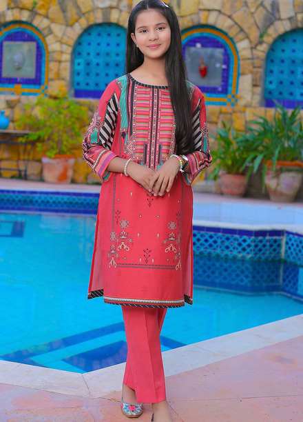 Waniya Cotton Digital Printed 2 Piece Suit for Girls -  WATERMELON SUGAR WKA20-40a