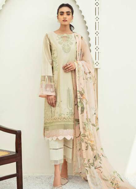 Xenia Formals Embroidered Lawn Suits Unstitched 3 Piece XE21M D-03 MYNA - Summer Collection